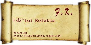 Fülei Koletta névjegykártya
